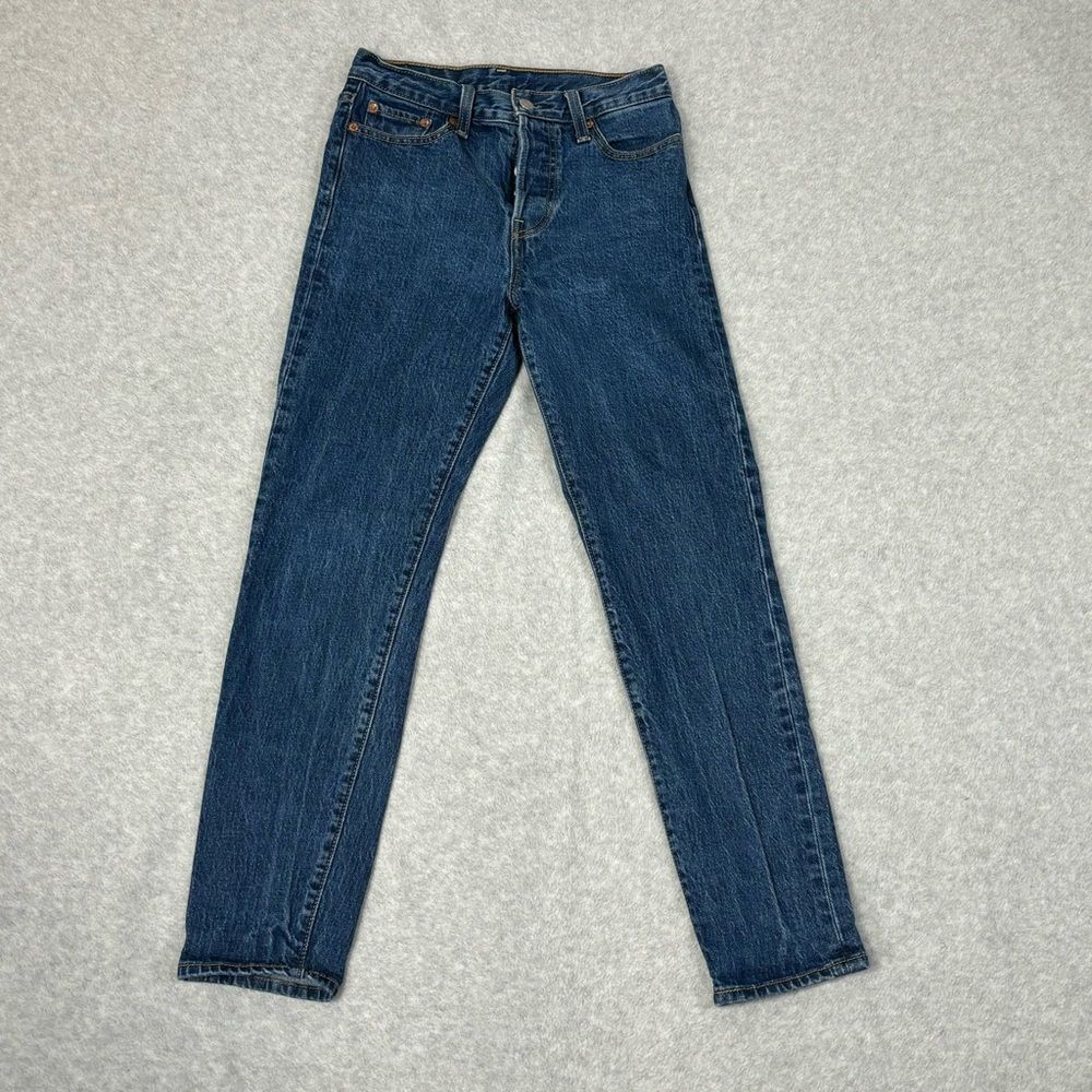 Levi's Women's Denim Jeans Size 25 Dark Wash Button Fly Straight Fit Rip Pants